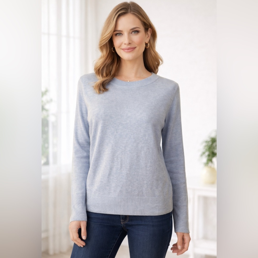Naadam XXS Extra Extra Small Blue Crewneck Pullover Cotton Cashmere NEW $225